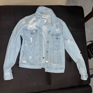 Forever 21 Light Wash Distressed Denim Jacket
